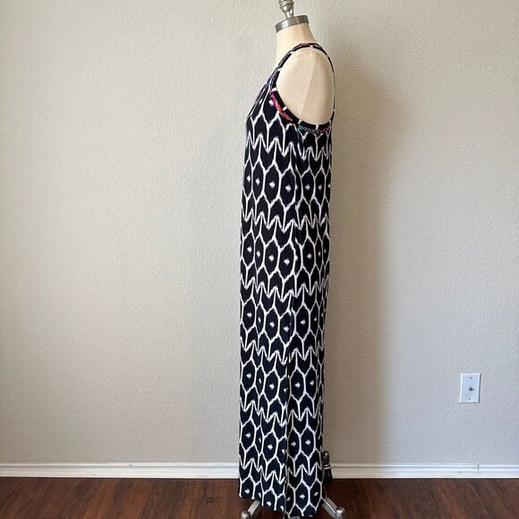 TRINA TURK x INC Africana Maxi Side Slit Dress in Black Ikat Print - Picture 4 of 14